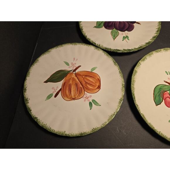 Blue Ridge Southern Potteries Set 6 Fruit Dinner Plates Handpainted USA - Picture 2 of 16